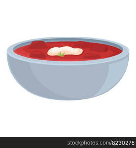 Red soup icon cartoon vector. Chinese festival. Happy meal. Red soup icon cartoon vector. Chinese festival