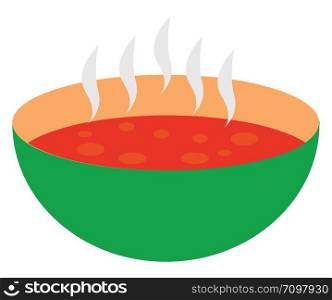Red soup in bowl, illustration, vector on white background.