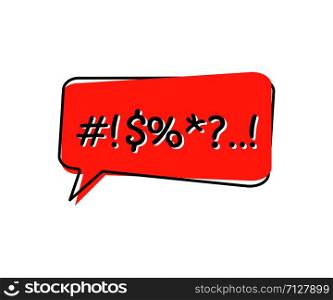 red speech bubble with abstract swear word in flat. red speech bubble with abstract swear word, flat