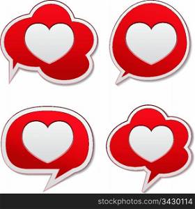 Red speech bubbles with heart