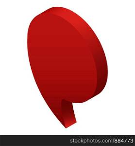 Red speech map pin icon. Isometric of red speech map pin vector icon for web design isolated on white background. Red speech map pin icon, isometric style