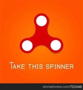Red spinner in flat design on gradient background. Eps10. Red spinner in flat design on gradient background