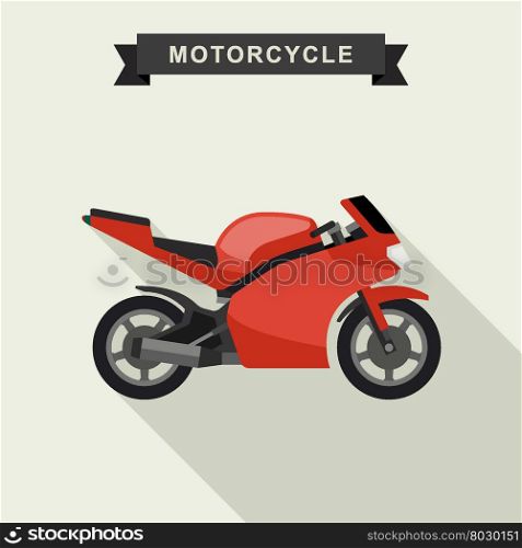 Red sport bike in flat style. Motorcycle vector illustration.