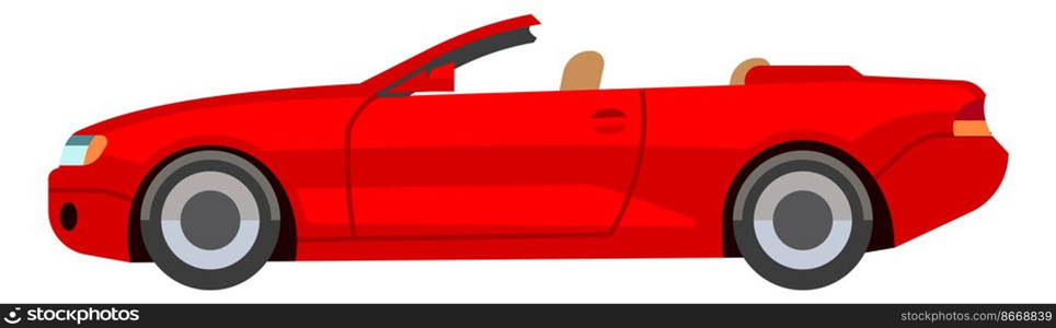 Red sport car. Bright convertible icon in cartoon style isolated on white background. Red sport car. Bright convertible icon in cartoon style