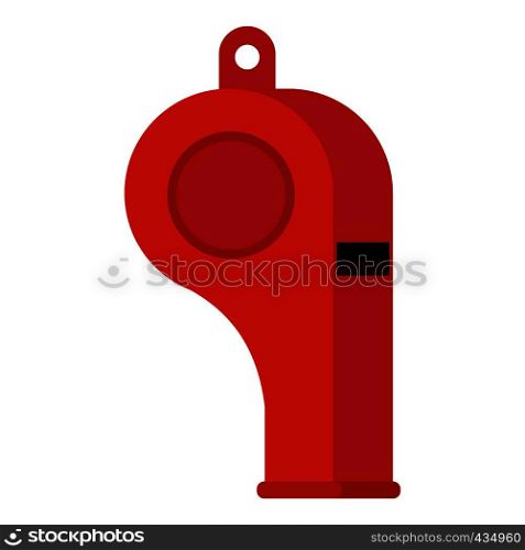 Red sport whistle icon flat isolated on white background vector illustration. Red sport whistle icon isolated