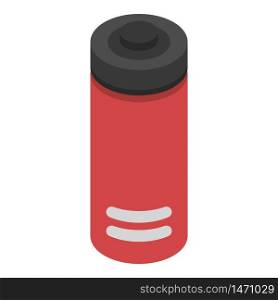 Red sports bottle icon. Isometric of red sports bottle vector icon for web design isolated on white background. Red sports bottle icon, isometric style