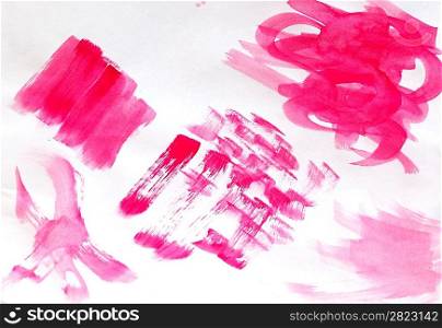 Red spot, watercolor abstract hand painted background