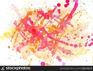 Red spots and blobs, watercolor abstract hand painted background