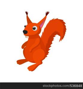 Red squirrel icon in cartoon style on a white background. Red squirrel icon, cartoon style