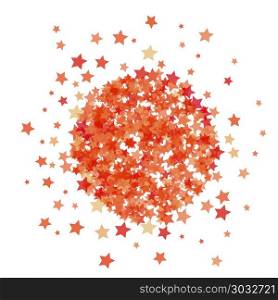 Red Star Burst. Red Star Burst Isolated on White Background. Starry Confetti Pattern. Red Star Burst