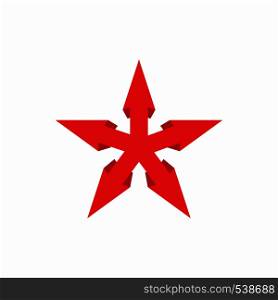 Red star icon in cartoon style on a white background. Red star icon, cartoon style