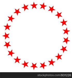 red star in circle icon on white background. flat style. red star in circle icon for your web site design, logo, app, UI. set of star circle symbol. red color wheel sign.