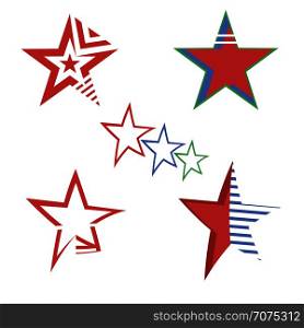 Red Star Logo Concept. Elegant Lightning Symbol. Modern Starry Design Element Isolated on White Background. Red Star Logo Concept. Elegant Lightning Symbol. Modern Starry Design Element.