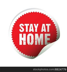 Red sticker and text stay at home vector image