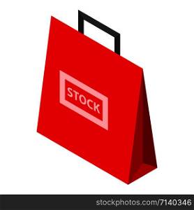 Red stock bag sale icon. Isometric of red stock bag sale vector icon for web design isolated on white background. Red stock bag sale icon, isometric style