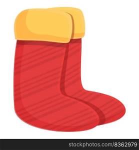 Red stocking icon cartoon vector. Winter foot. Feet cap. Red stocking icon cartoon vector. Winter foot