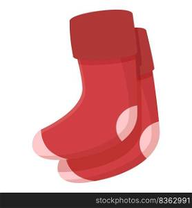 Red stocking icon cartoon vector. Winter sock. Cute fun. Red stocking icon cartoon vector. Winter sock