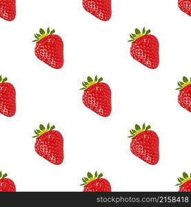Red strawberries seamless pattern on white background. Seamless vector background. Nature background. Abstract sweet texture.. Red strawberries seamless pattern