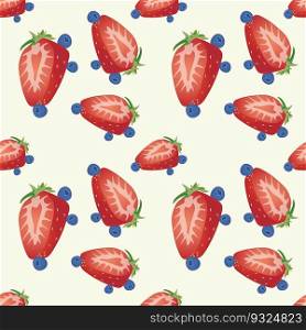 red strawberry blueberry seamless pattern. Texture for fabric, wrapping, wallpaper. Decorative print.