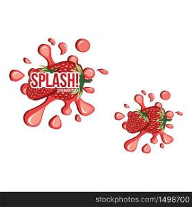 Red Strawberry Fruit Fresh Splash Juice Drink Illustration