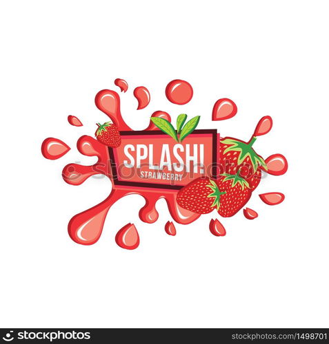 Red Strawberry Fruit Fresh Splash Juice Drink Square Label