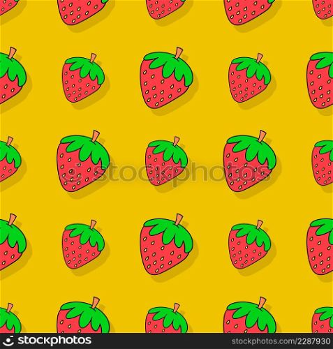red strawberry fruit seamless repeat pattern