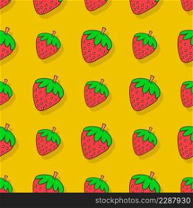 red strawberry fruit seamless repeat pattern