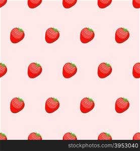 Red Strawberry seamless background. Fresh, ripe berries vector pattern.&#xA;
