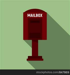 Red street mailbox icon. Flat illustration of red street mailbox vector icon for web design. Red street mailbox icon, flat style