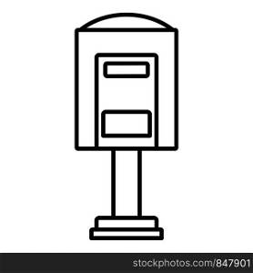 Red street mailbox icon. Outline red street mailbox vector icon for web design isolated on white background. Red street mailbox icon, outline style