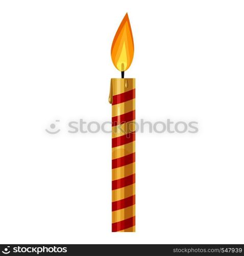 Red striped candle icon. Cartoon illustration of candle vector icon for web design. Red striped candle icon, cartoon style