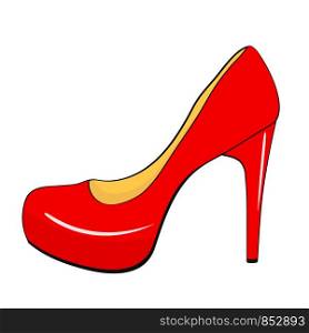 Red stylish high heel woman shoe in cartoon style. Stock vector Illustration