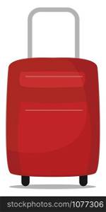 Red suitcase, illustration, vector on white background.