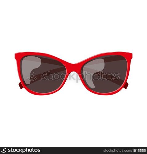 Red sun glasses icon isolated on white background. Vector illustration in flat style. Red sun glasses