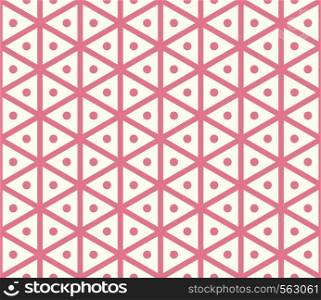 Red sweet and vintage hexagon and circle seamless pattern on pastel background. Sweet hexagon pattern style of symmetry for modern or graphic design