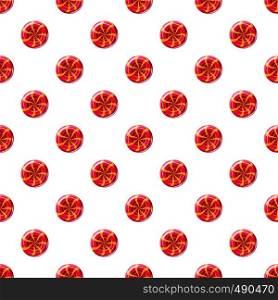 Red sweet lollipop candie pattern seamless repeat in cartoon style vector illustration. Red sweet lollipop candie pattern