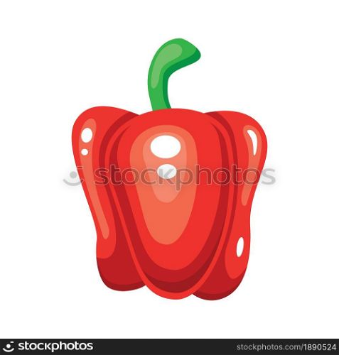 Red sweet pepper vegetable on white background isolated icon. Vector illustration.