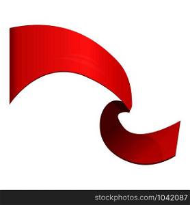 Red swirl ribbon icon. Cartoon of red swirl ribbon vector icon for web design isolated on white background. Red swirl ribbon icon, cartoon style