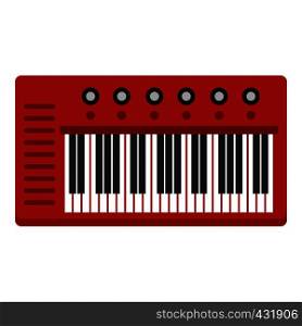 Red synthesizer icon flat isolated on white background vector illustration. Red synthesizer icon isolated