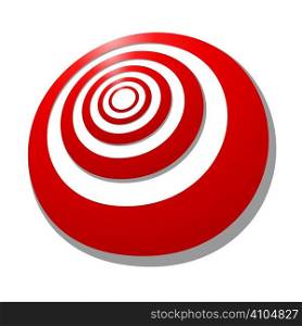 Red target with a shadow drawn in perspective at an angle