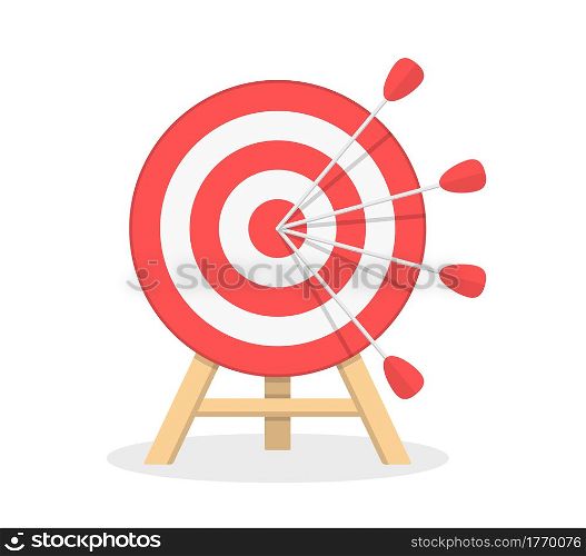 Red target with four arrows on white background, vector eps10 illustration. Target