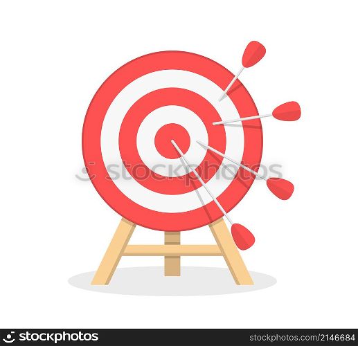 Red target with four arrows on white background, vector eps10 illustration. Target with Four Arrows