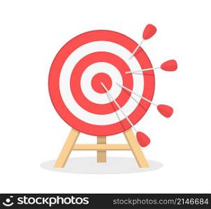 Red target with four arrows on white background, vector eps10 illustration. Target with Four Arrows