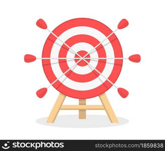 Red target with six arrows on white background, vector eps10 illustration. Target