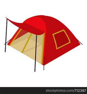 Red tent icon. Isometric illustration of red tent vector icon for web. Red tent icon, isometric 3d style