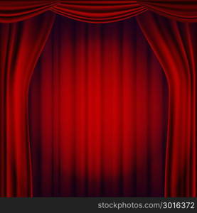 Red Theater Curtain Vector. Theater, Opera Or Cinema Scene. Realistic Illustration. Red Theater Curtain Vector. Opera Cinema Scene. Realistic Illustration