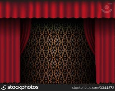 Red Theatre Curtain - Vintage Wallpaper in Background