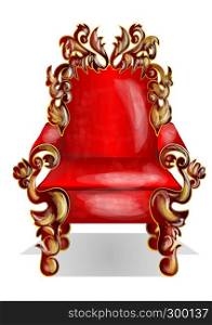 red throne isolated on the white background