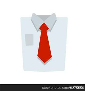Red tie and shirt collar. Folded Business clothes. Business style. Flat cartoon illustration isolated on white background. Logo icon for the app.. Red tie and shirt collar. Folded Business clothes.