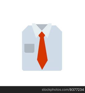 Red tie and shirt collar. Folded Business clothes. Business style. Flat cartoon illustration isolated on white background. Logo icon for the app.. Red tie and shirt collar.